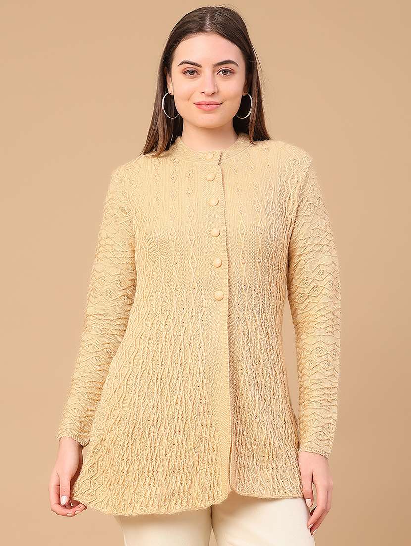 women self design long sleeve cardigan - 22159275 -  Standard Image - 1