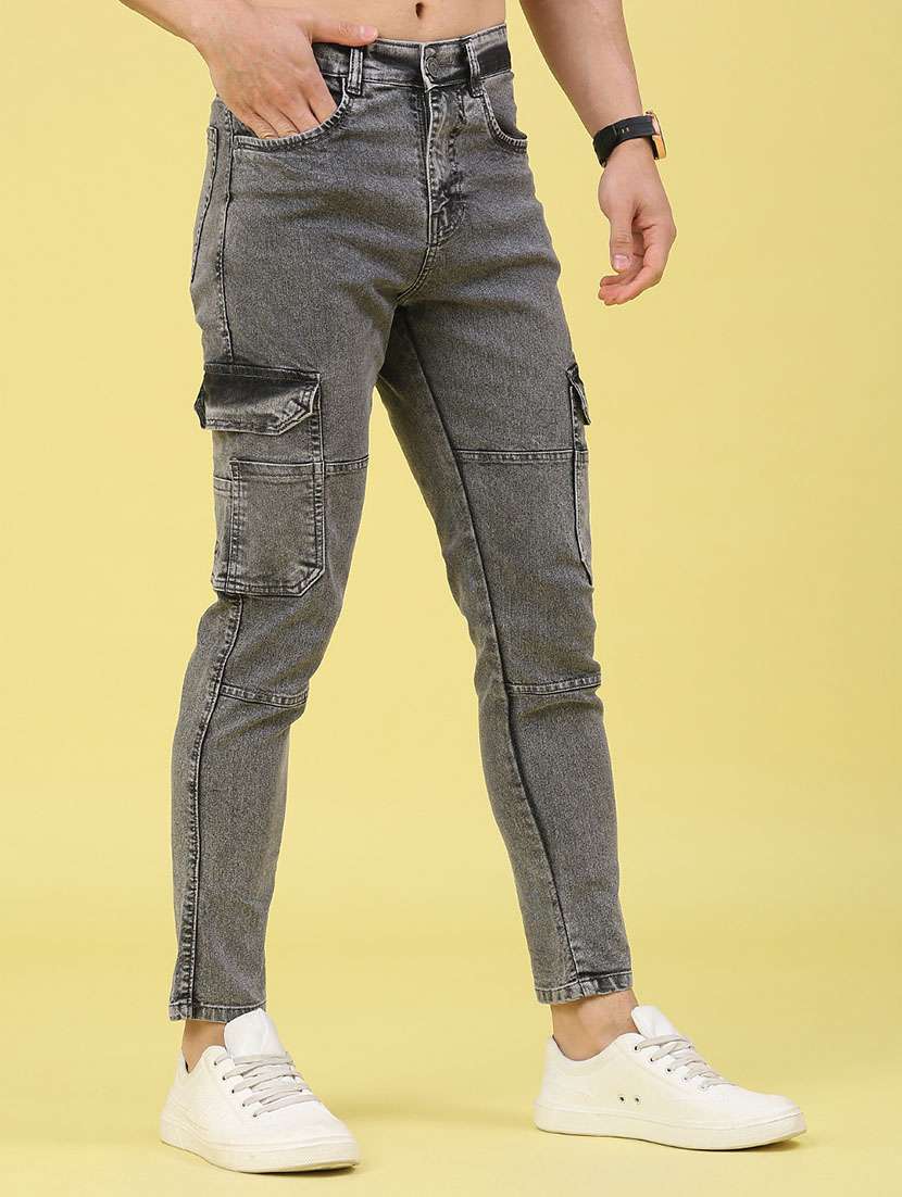 men solid mid rise slim fit cargo  - 22159486 -  Standard Image - 1