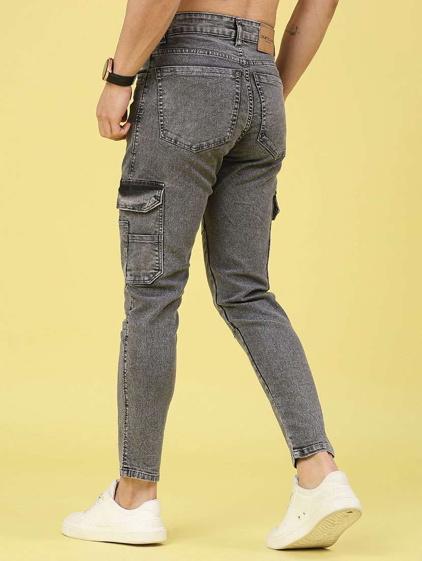 men solid mid rise slim fit cargo  - 22159486 -  Standard Image - 4