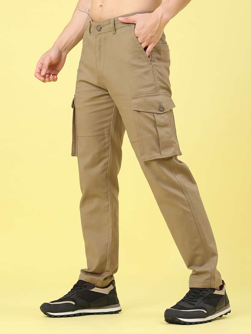 men solid mid rise cargo - 22159506 -  Standard Image - 1