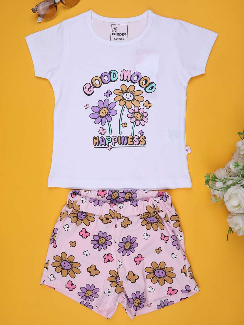 kids white cotton shorts set co-ords set - 22159530 -  Standard Image - 1