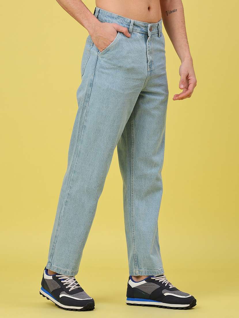 men plain mid rise full length straight jeans - 22159539 -  Standard Image - 1