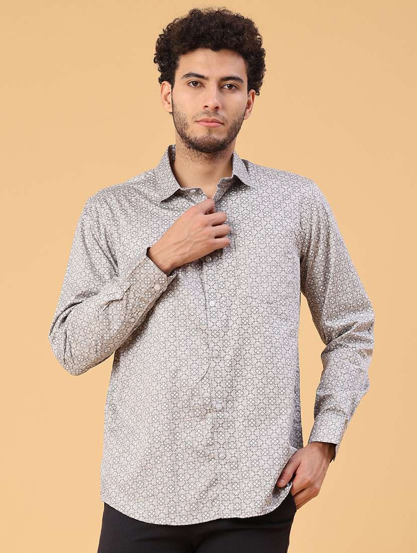 men printed long sleeve regular fit casual shirt - 22159575 -  Standard Image - 1