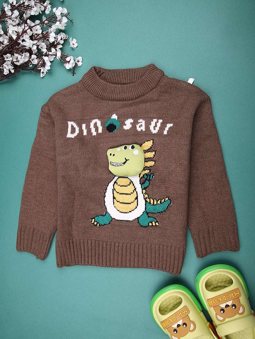 boys self design long sleeve sweater