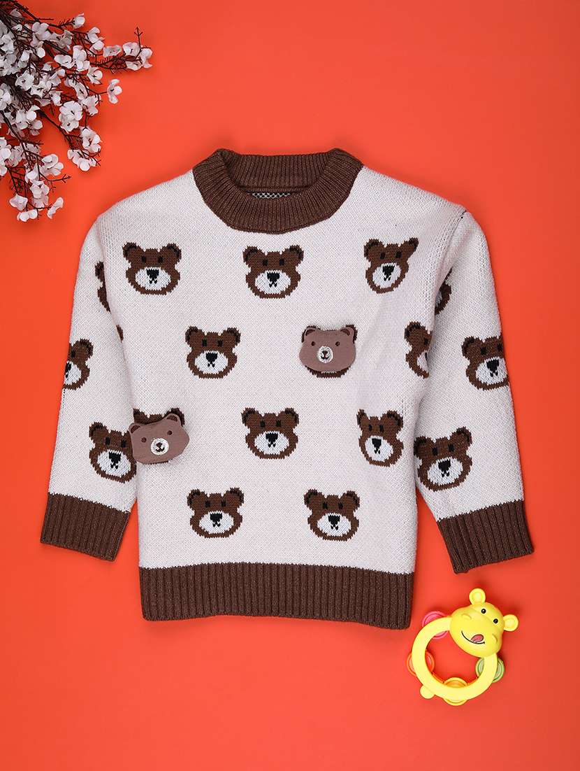 boys self design long sleeve sweater