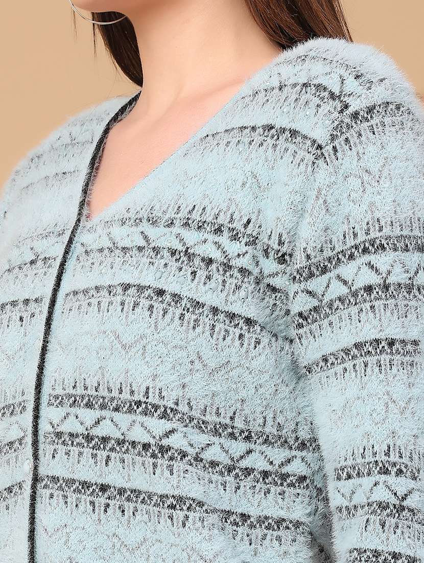 women self design long sleeve cardigan - 22159621 -  Standard Image - 4