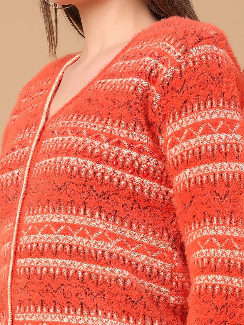 women self design long sleeve cardigan - 22159622 -  Standard Image - 4