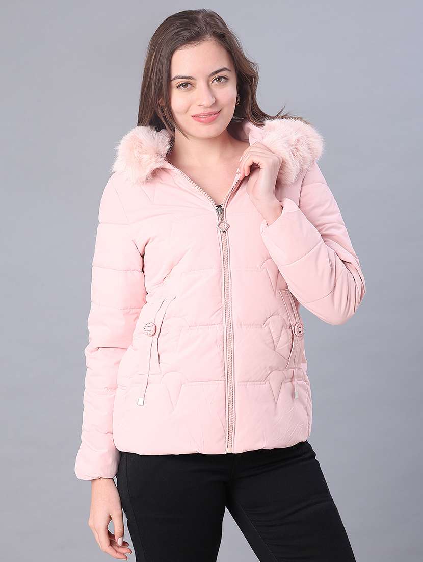 women solid long sleeve puffer jacket - 22159642 -  Standard Image - 1
