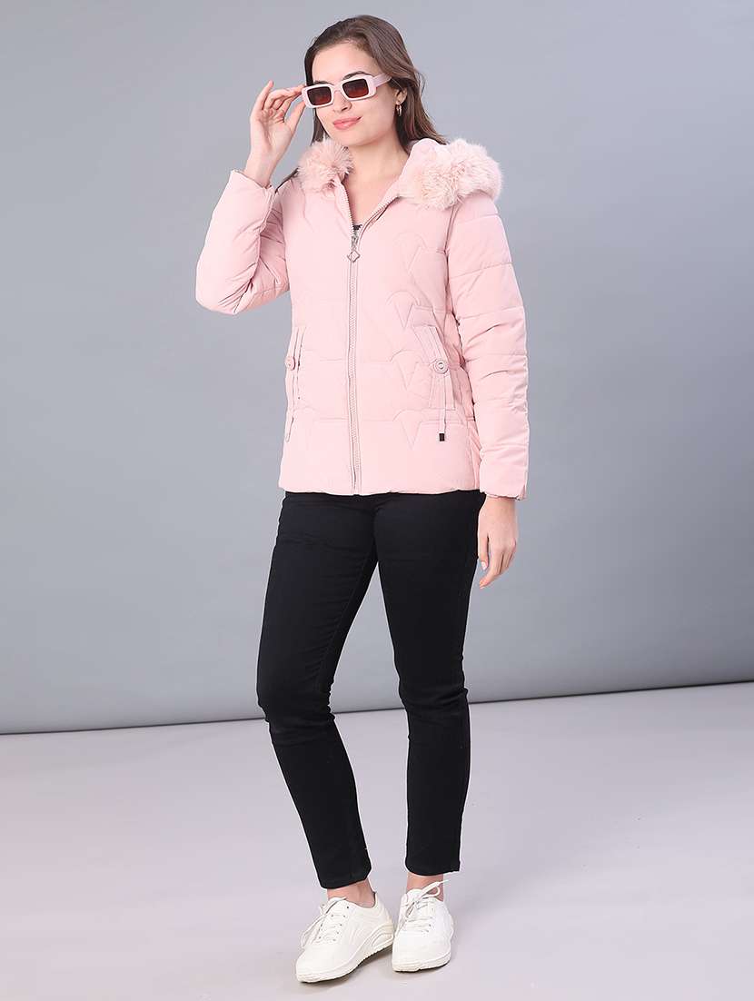 women solid long sleeve puffer jacket - 22159642 -  Standard Image - 4