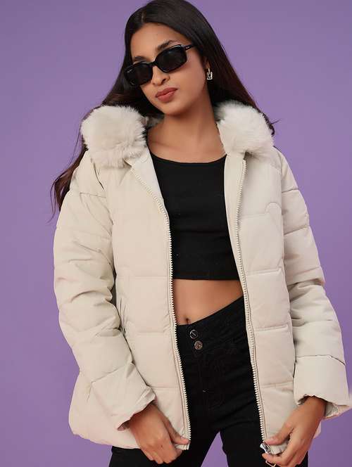 women solid long sleeve puffer jacket - 22159643 -  Standard Image - 0