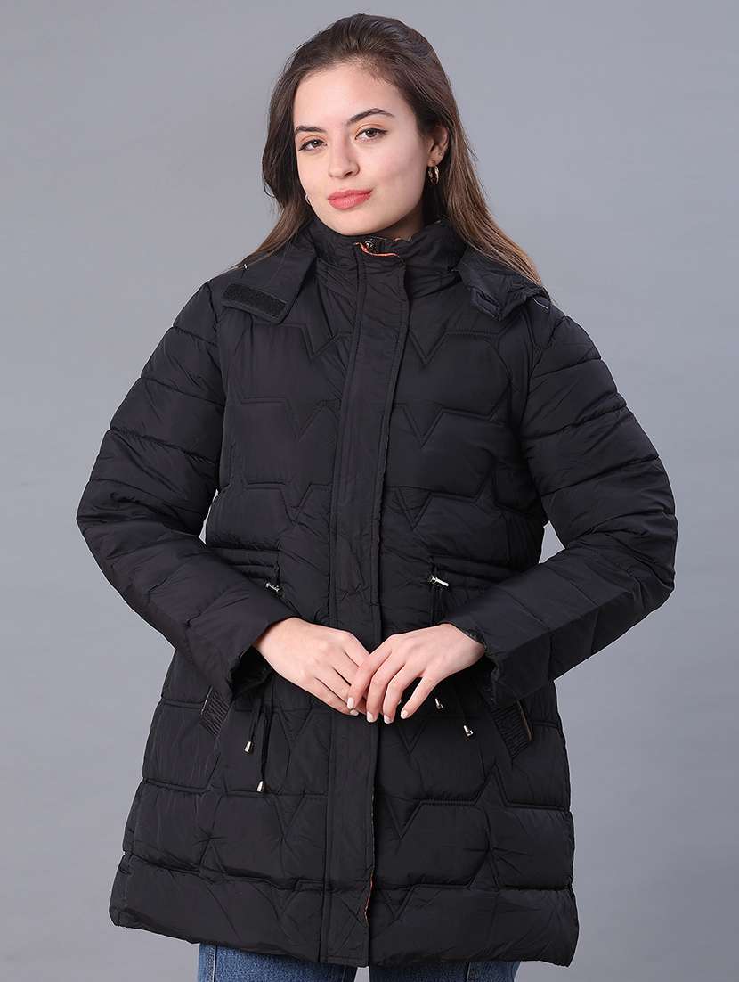 women solid long sleeve puffer jacket - 22159648 -  Standard Image - 1