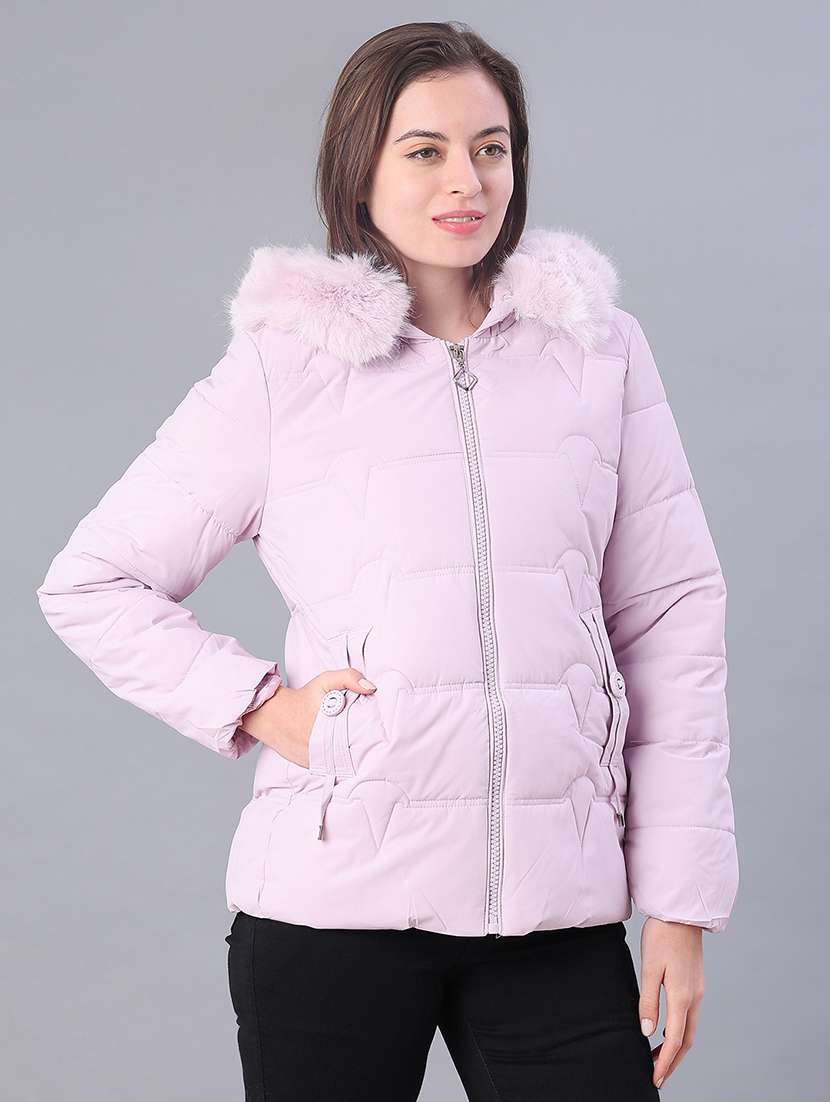 women solid long sleeve puffer jacket - 22159653 -  Standard Image - 1