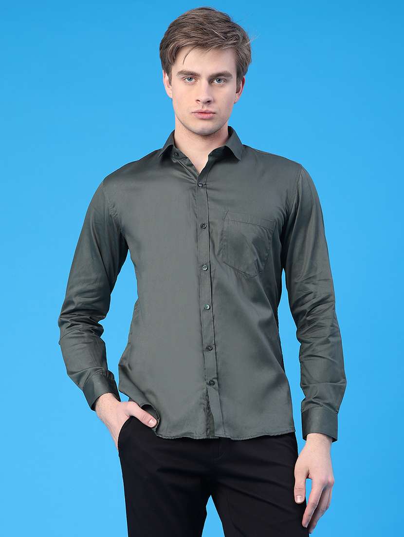 men solid long sleeve slim fit casual shirt - 22159696 -  Standard Image - 1