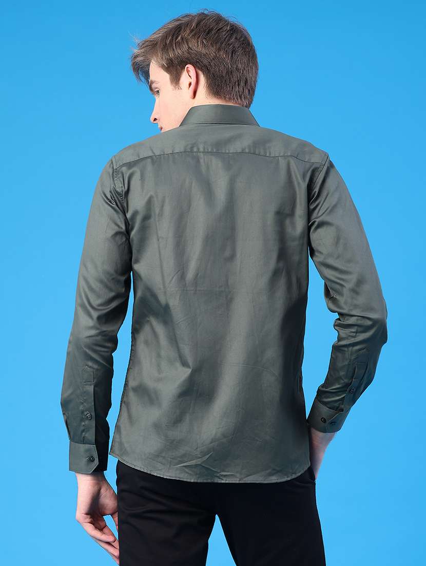 men solid long sleeve slim fit casual shirt - 22159696 -  Standard Image - 4