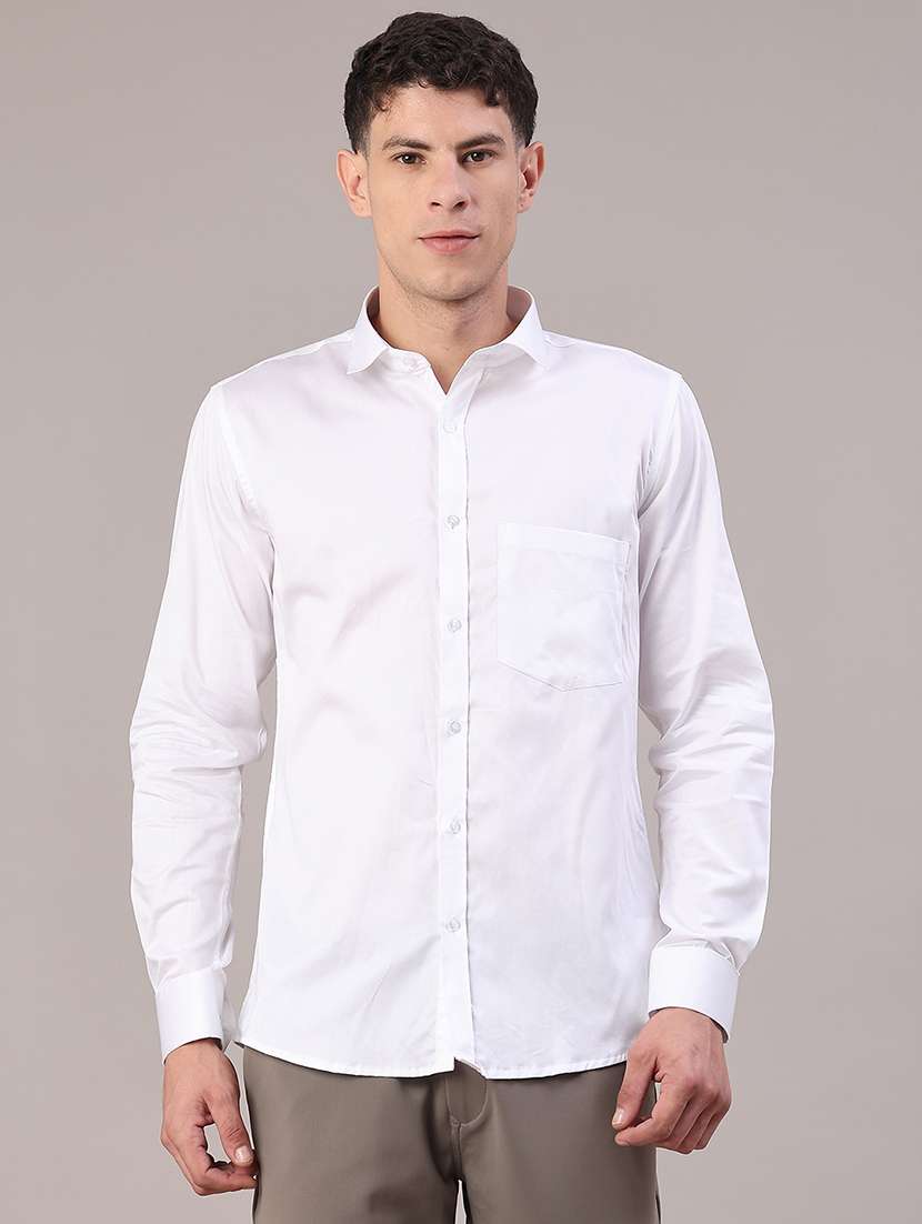 men solid long sleeve slim fit casual shirt