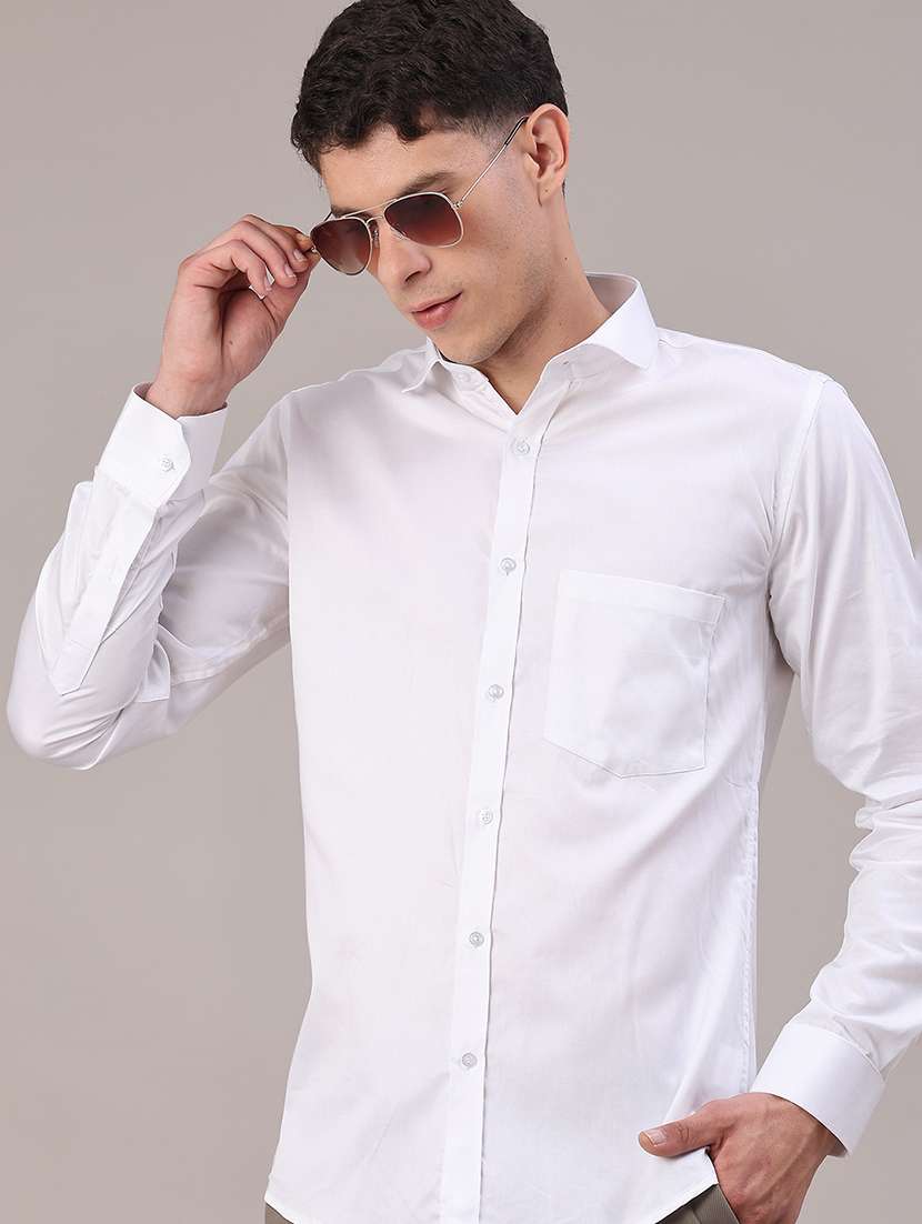 men solid long sleeve slim fit casual shirt - 22159700 -  Standard Image - 1
