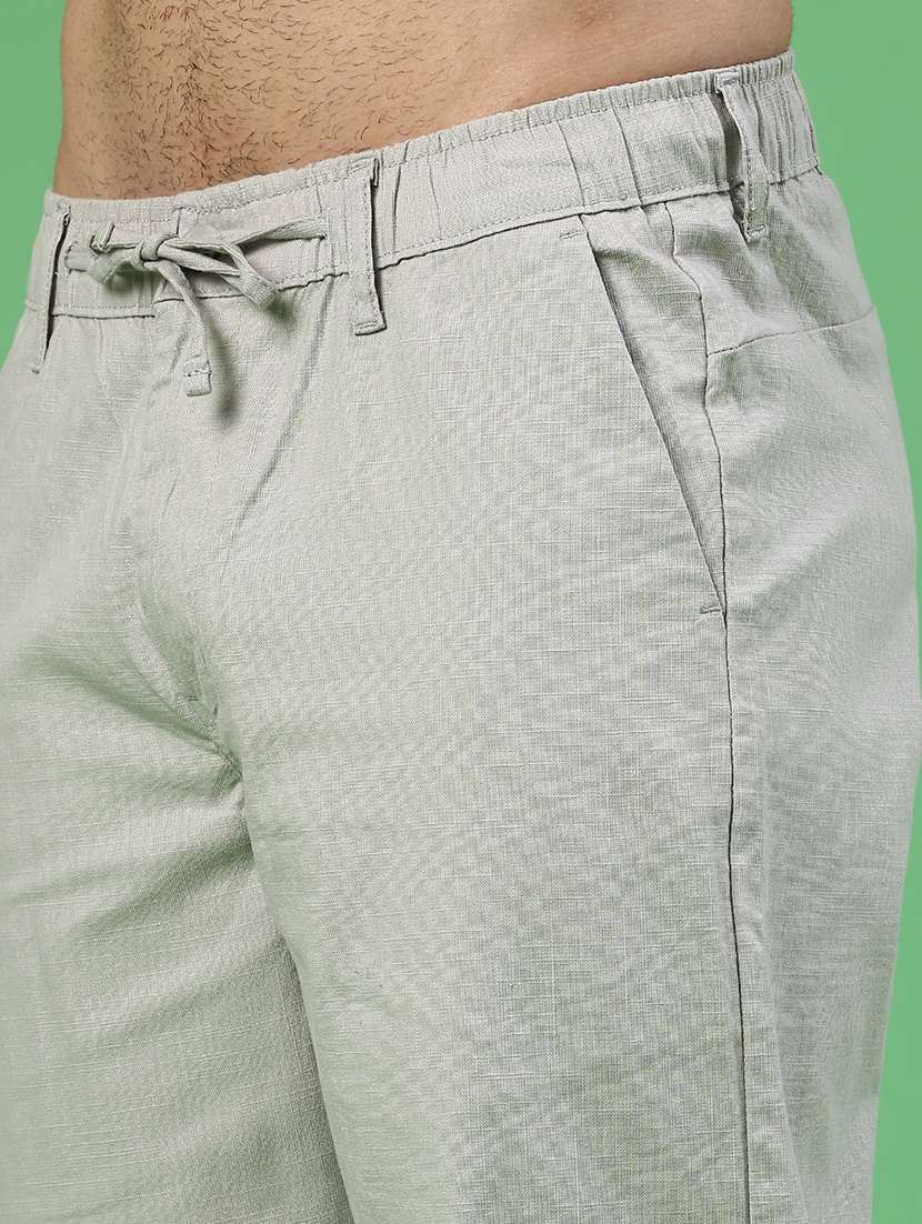 men solid mid rise regular fit casual trouser - 22159838 -  Standard Image - 1