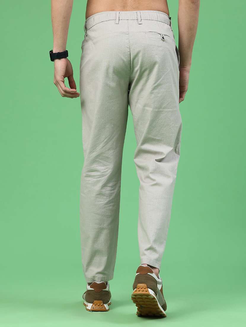 men solid mid rise regular fit casual trouser - 22159838 -  Standard Image - 4