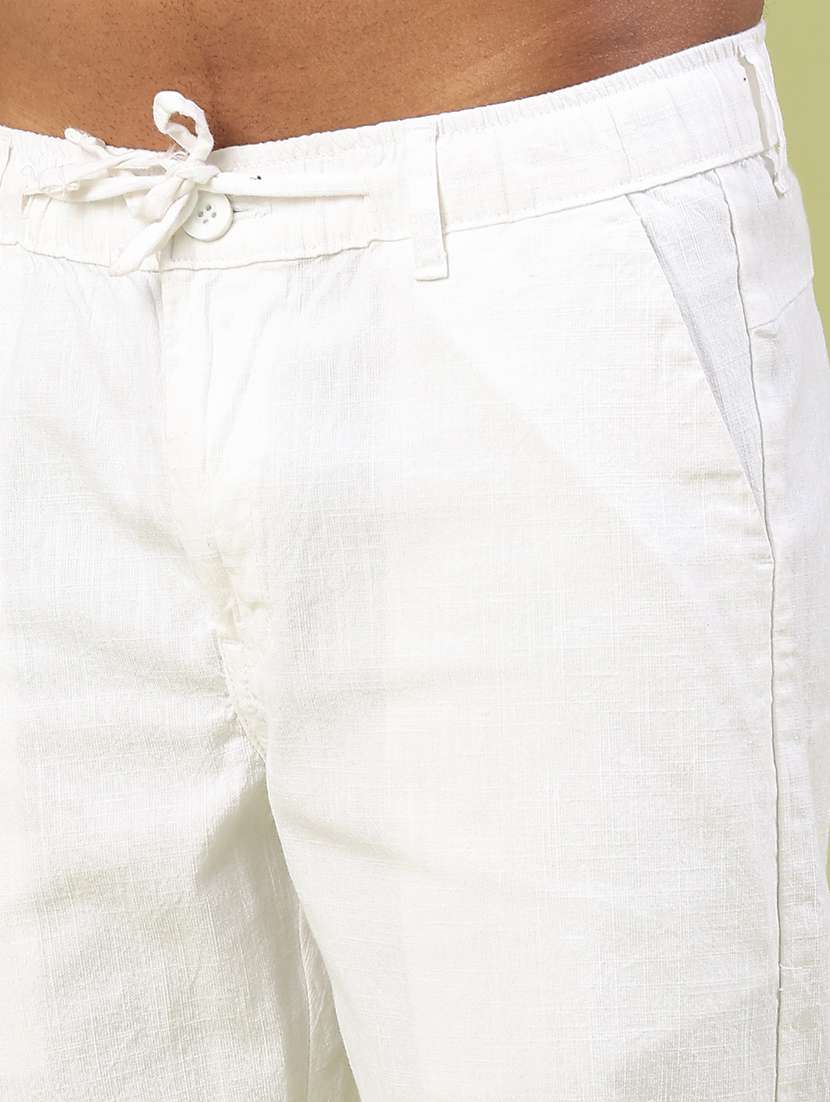 men solid mid rise regular fit casual trouser - 22159839 -  Standard Image - 1