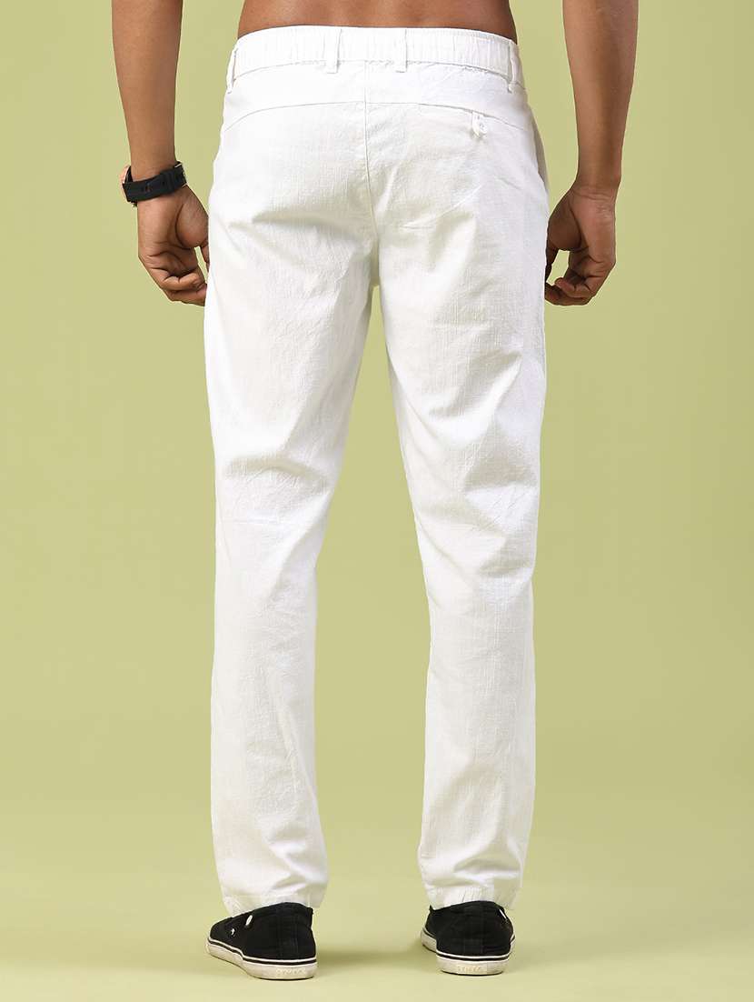 men solid mid rise regular fit casual trouser - 22159839 -  Standard Image - 4