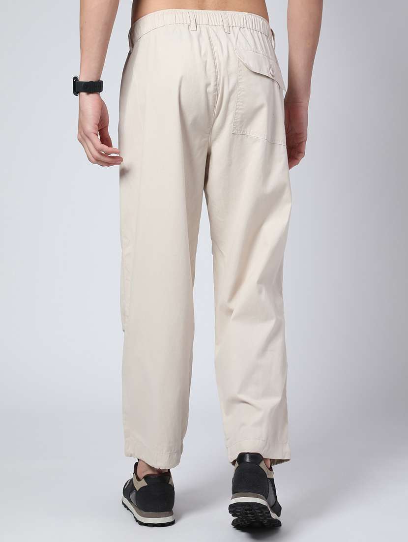 men solid mid rise regular fit casual trouser - 22159840 -  Standard Image - 4