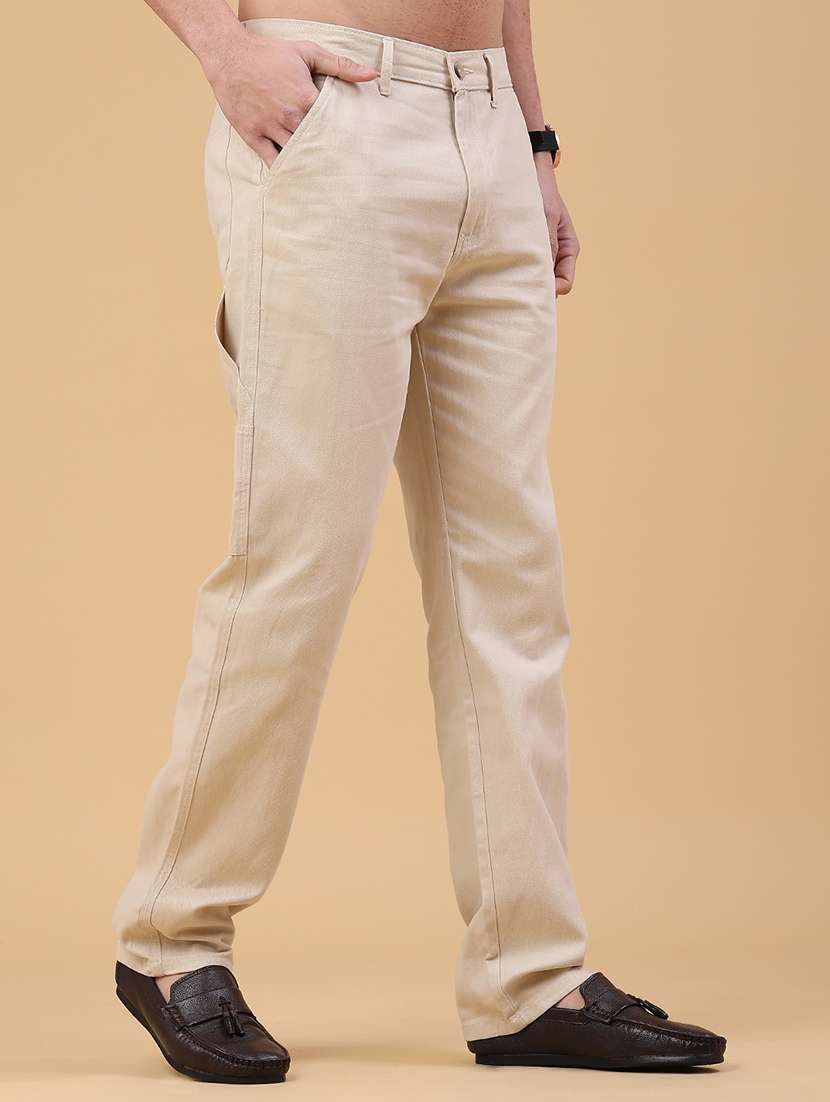 men solid mid rise chinos casual trouser - 22159841 -  Standard Image - 1