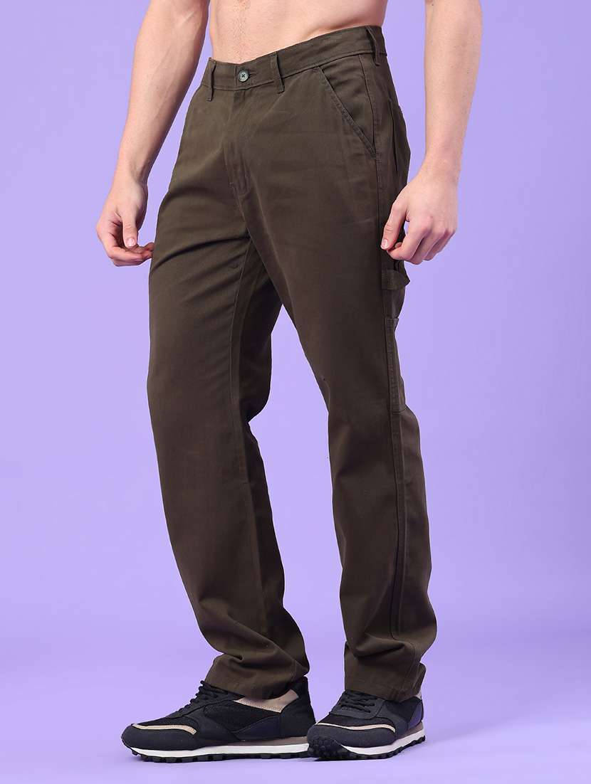 men solid mid rise chinos casual trouser - 22159842 -  Standard Image - 1