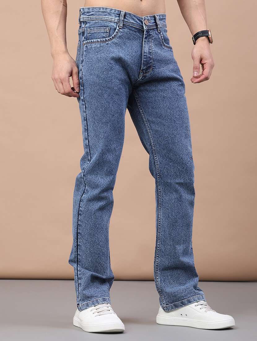 men plain mid rise full length bootcut jeans - 22159913 -  Standard Image - 1