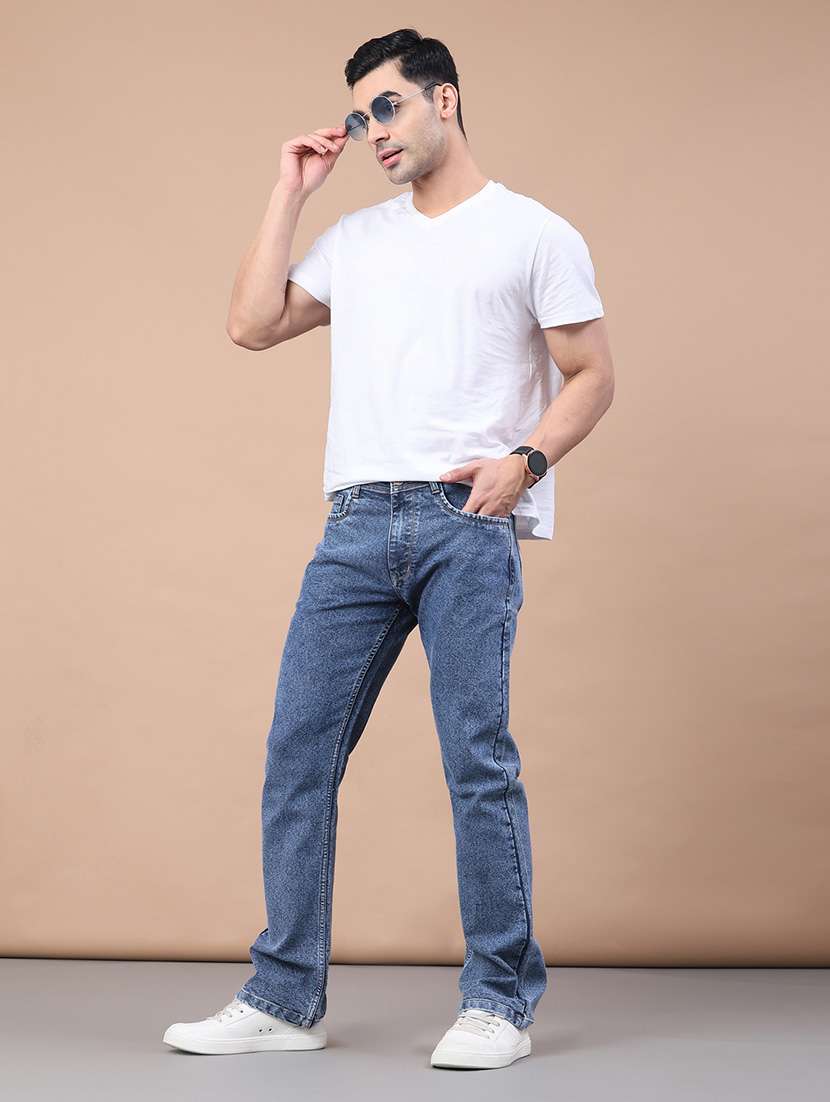men plain mid rise full length bootcut jeans - 22159913 -  Standard Image - 4