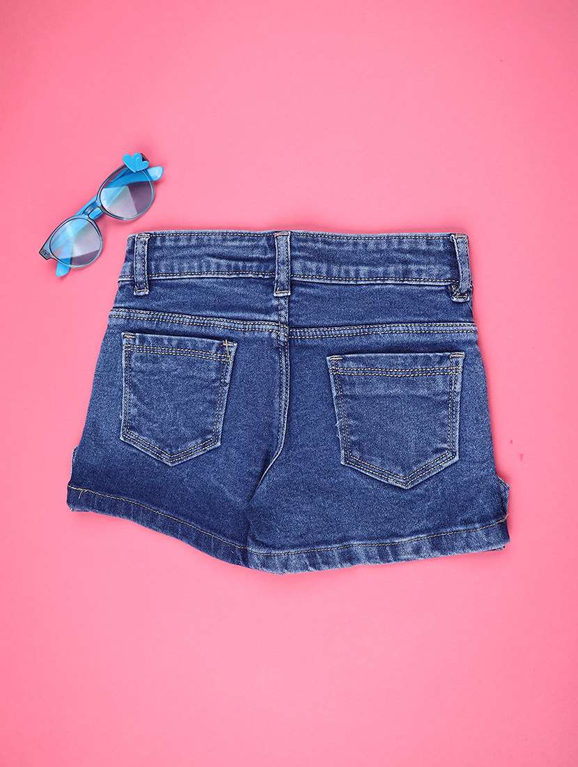 girls solid mid rise shorts - 22159935 -  Standard Image - 1