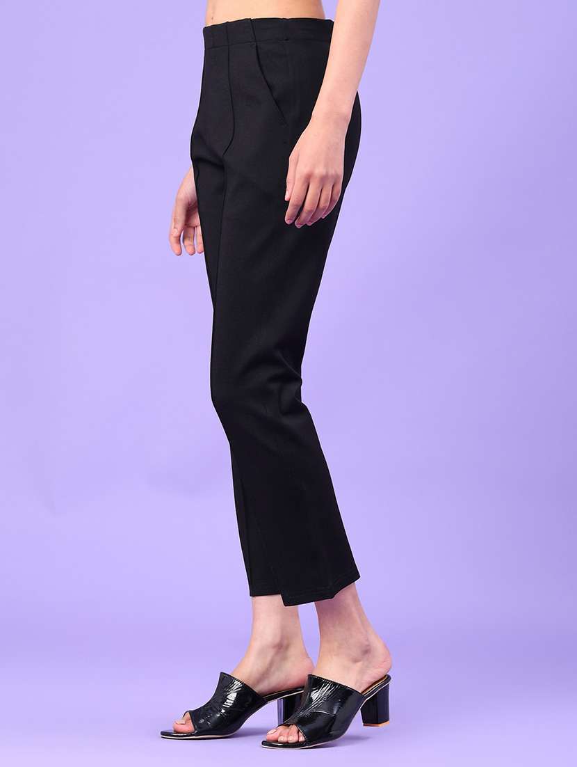 women solid mid rise straight trouser - 22159964 -  Standard Image - 1