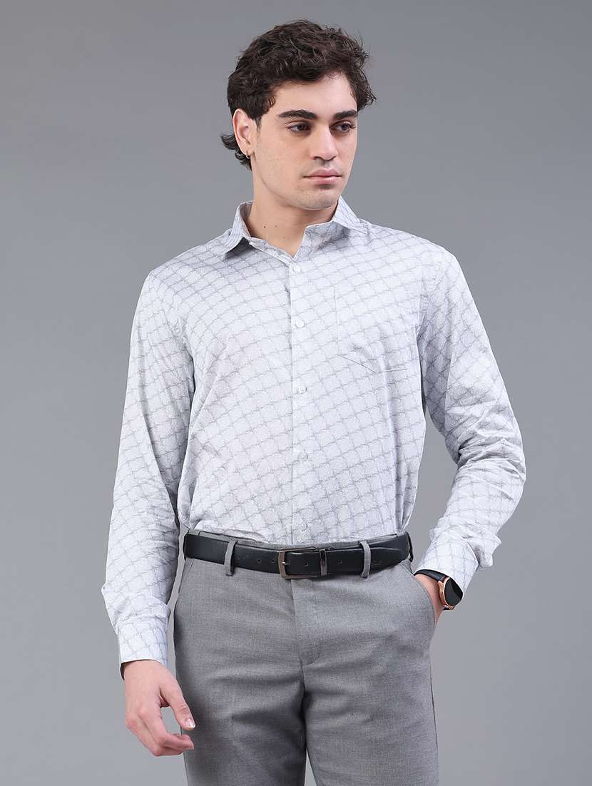 men printed long sleeve formal shirt - 22160029 -  Standard Image - 1