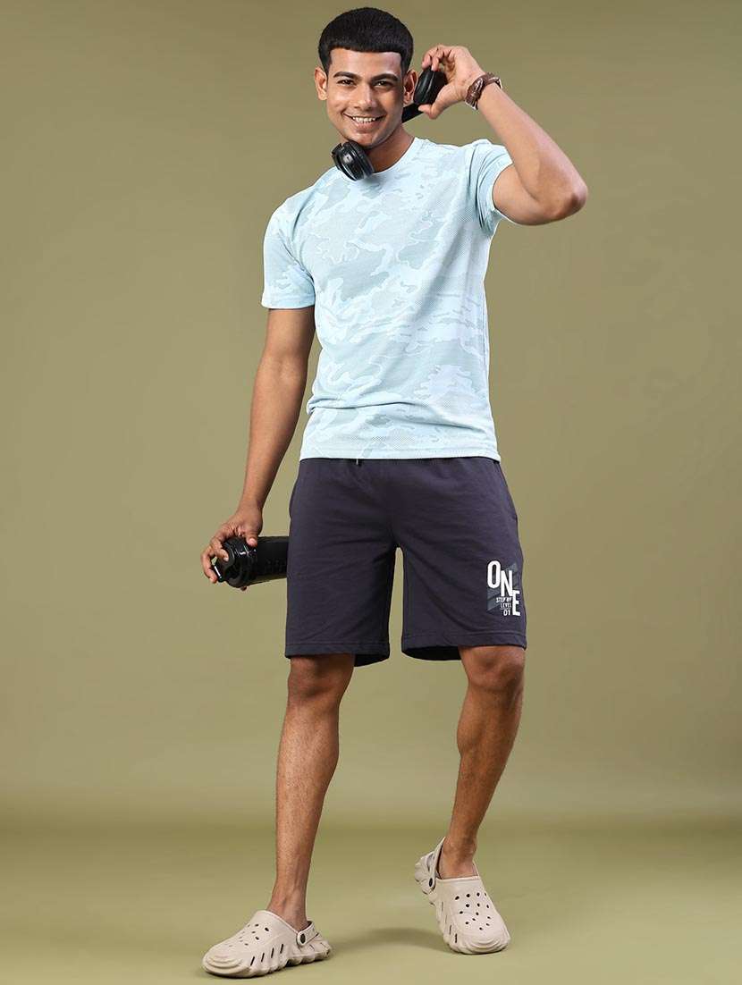 men typographic mid rise regular fit shorts - 22160045 -  Standard Image - 4