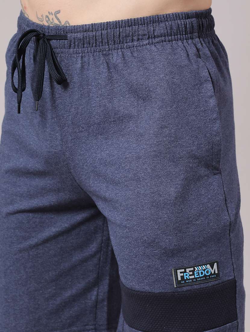 men blue cotton shorts three - fourth - 22160048 -  Standard Image - 1