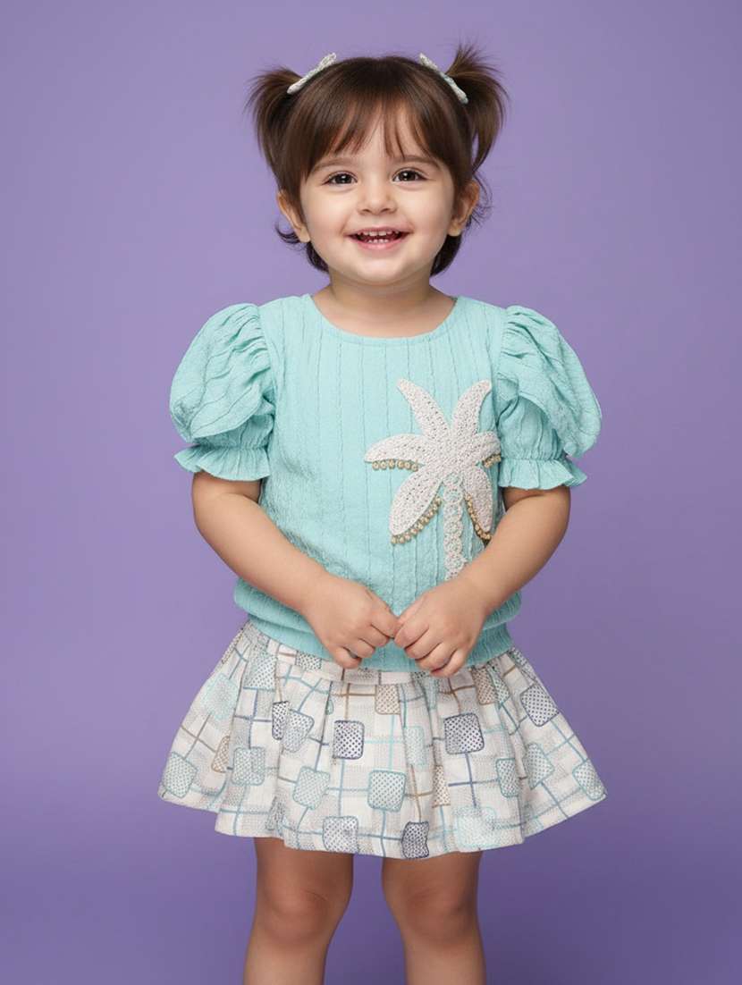 kids blue polyester skirt top twin sets & jump suit - 22160097 -  Standard Image - 1