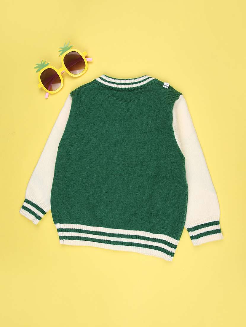 boys color blocked long sleeve front open sweater - 22160123 -  Standard Image - 1