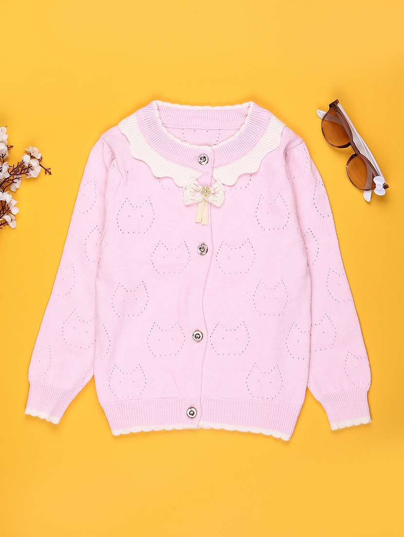 girls self designed long sleeve cardigan