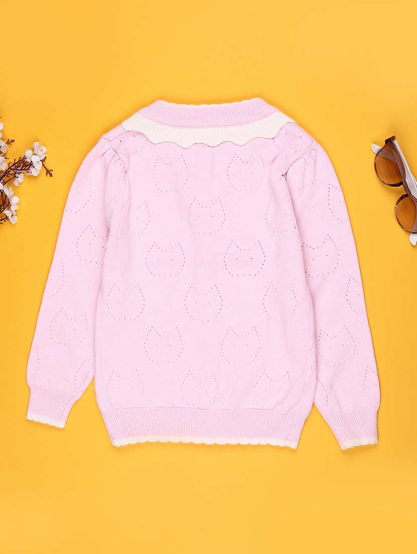 girls self designed long sleeve cardigan - 22160127 -  Standard Image - 1