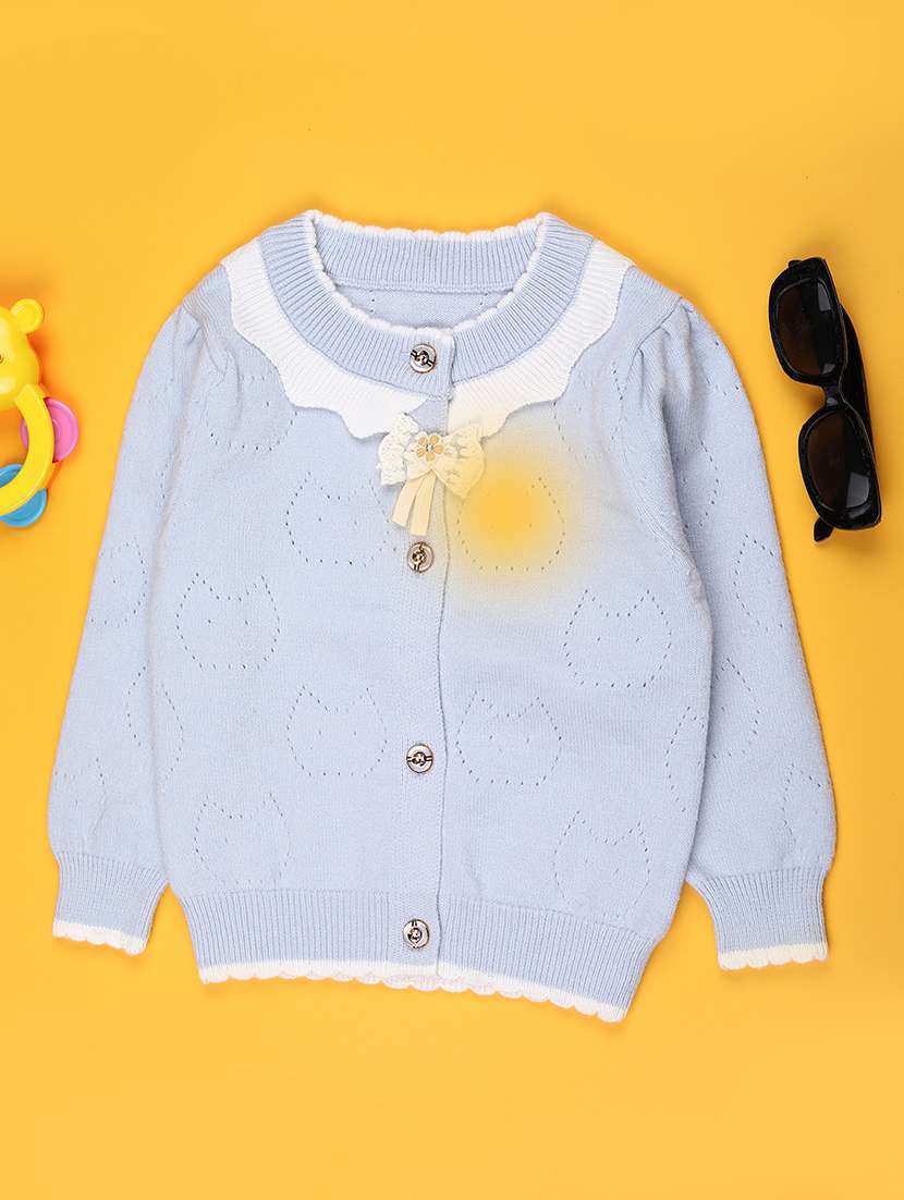 girls self designed long sleeve cardigan