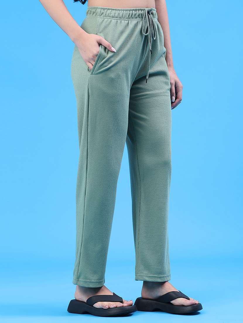 women solid mid rise straight trouser - 22160165 -  Standard Image - 1