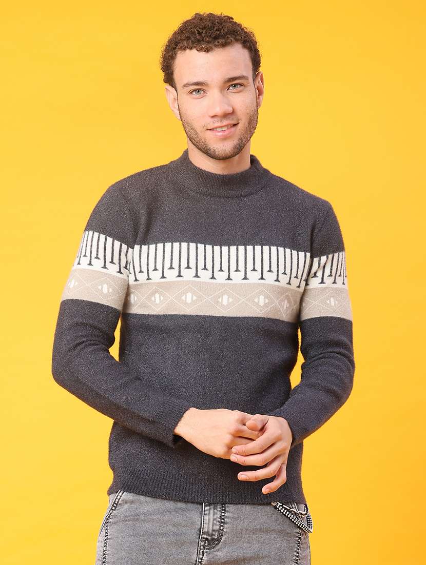 men self design long sleeve regular fit pullover  - 22160170 -  Standard Image - 1