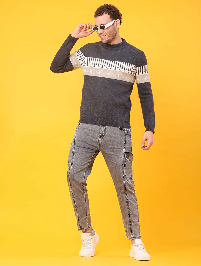 men self design long sleeve regular fit pullover  - 22160170 -  Standard Image - 4