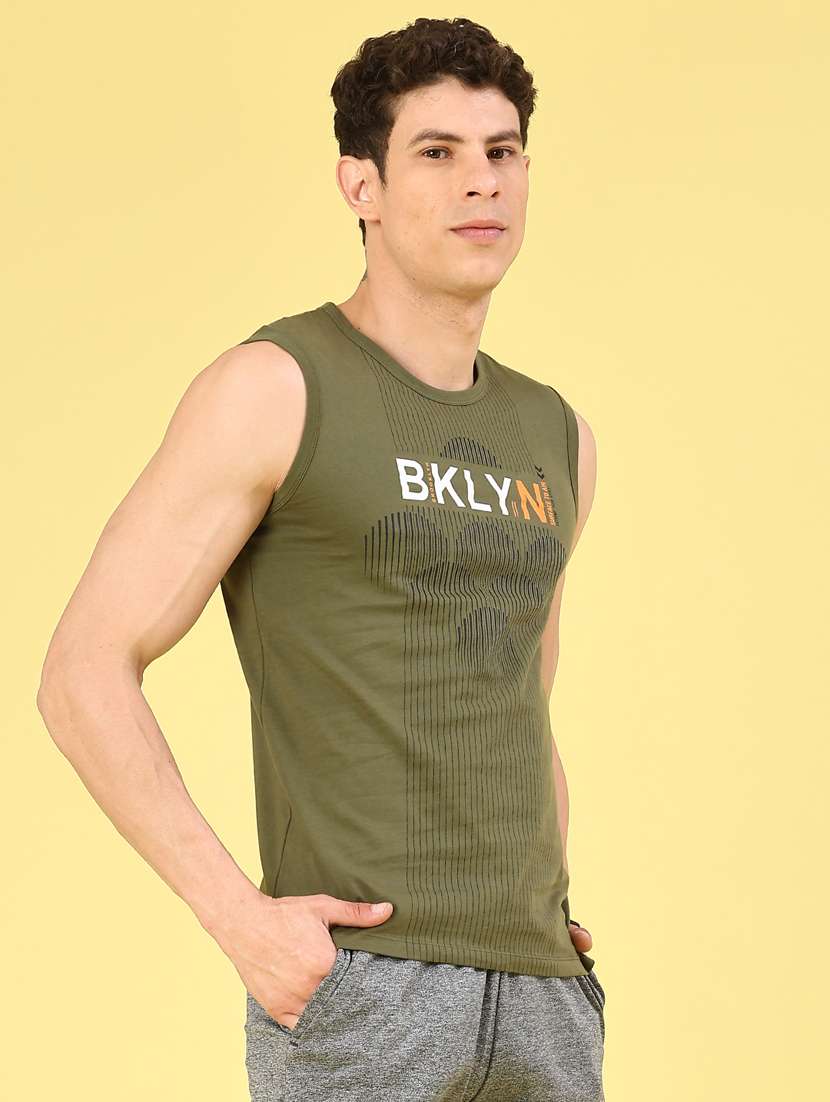 men printed sleeveless slim fit t-shirt - 22160174 -  Standard Image - 1