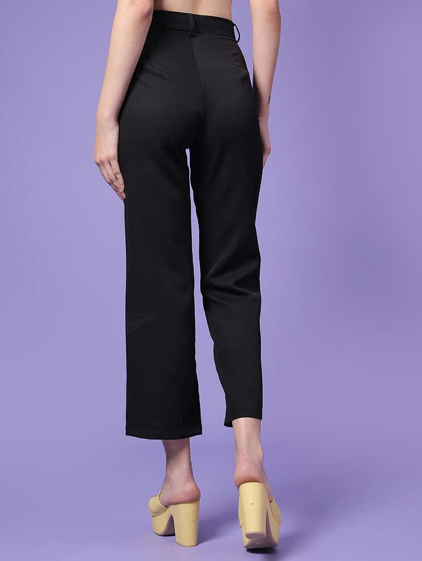 women solid mid rise straight trouser - 22160185 -  Standard Image - 4