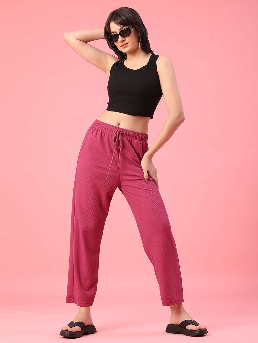 Women Solid Mid Rise Track Pant - 22160189 -  Standard Image - 4