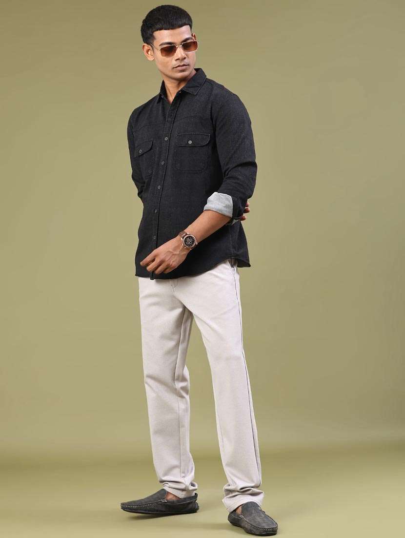 men solid mid rise chinos casual trouser - 22160207 -  Standard Image - 4