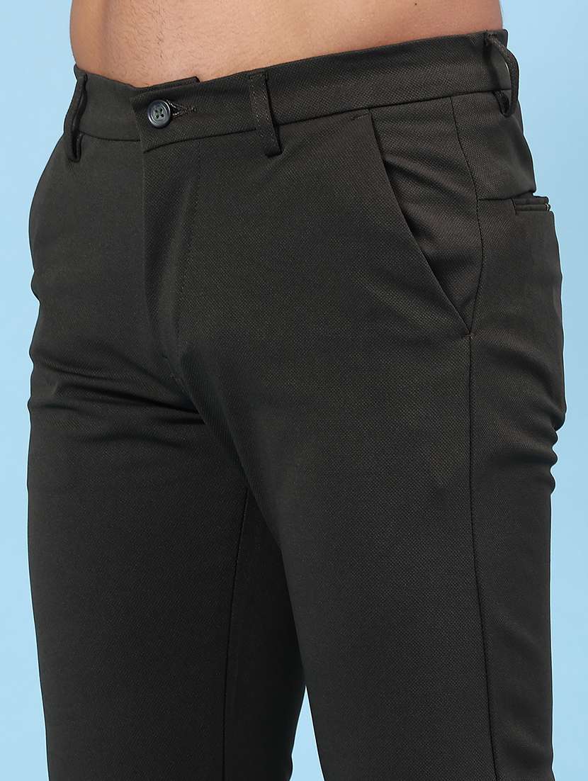 men solid mid rise chinos casual trouser - 22160208 -  Standard Image - 1