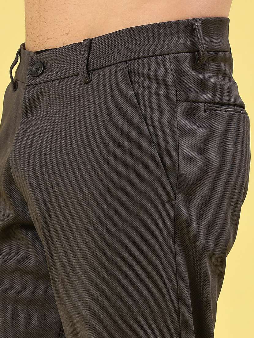 men solid mid rise chinos casual trouser - 22160209 -  Standard Image - 1