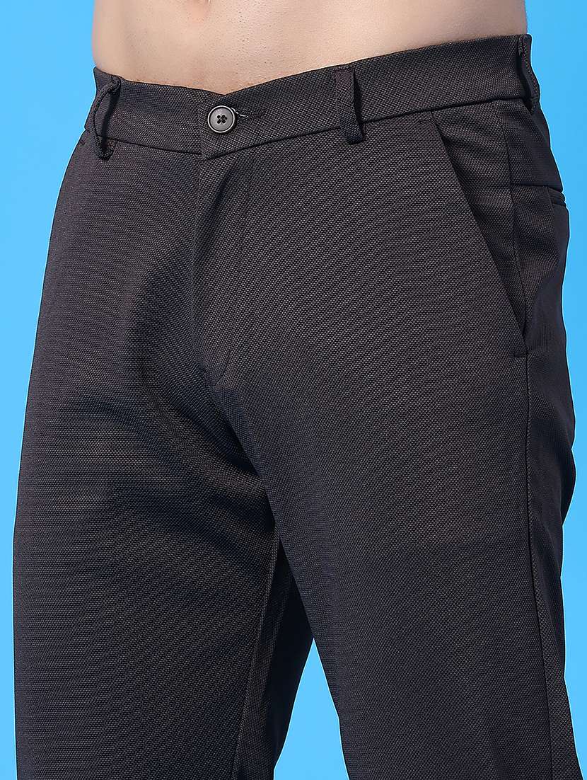 men solid mid riise flat front formal trouser - 22160212 -  Standard Image - 1