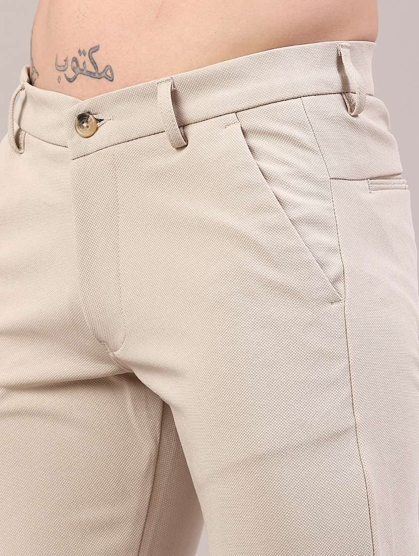 Men Solid Mid Rise Chinos Casual Trouser - 22160214 -  Standard Image - 1